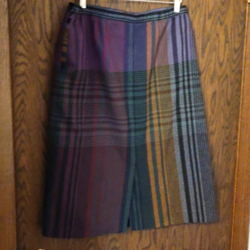 Plaid Pencil Skirt - Multicolor